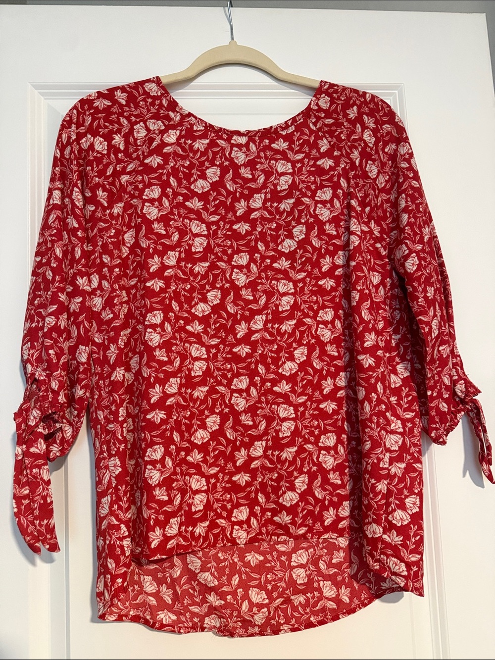Papermoon Red Floral Tie-Sleeve Blouse
